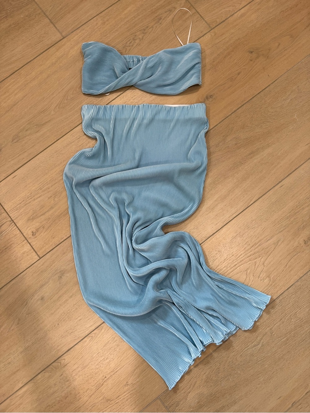 Princess Polly Ribbed Light Blue Bandeau & Skirt Set